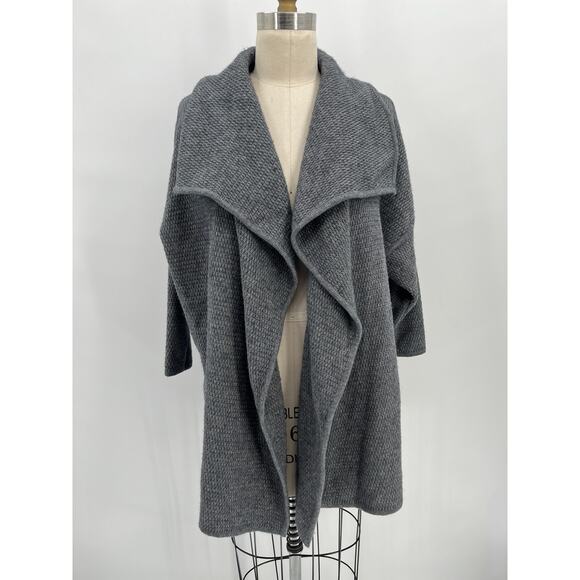 SALE Fairy Wang Cocoon Open Front Cardigan Sz 36 (XS) Gray Textured Knit - Picture 1 of 6